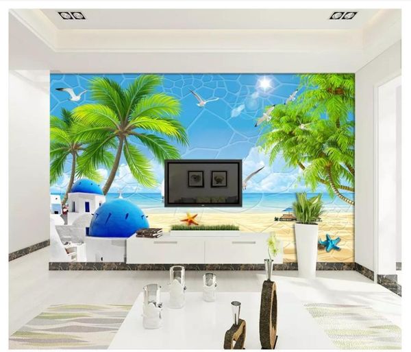

wallpapers custom po wallpaper for walls 3 d mediterranean murals tree seaside beach 3d tv background wall papers living room decorative