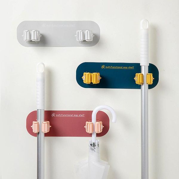 

hooks & rails 1 pcs wall mounted mop organizer holder brush broom hanger storage rack kitchen clip seamless hook with hanging