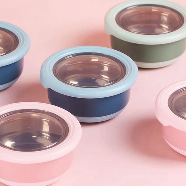 

dinnerware sets portable leakproof lunch box stainless steel bowl silicone bento kids container storage kitchen tool
