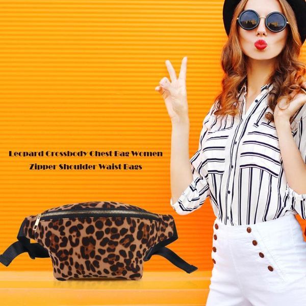 

waist bags leopard crossbody chest bag large capacity women zipper shoulder