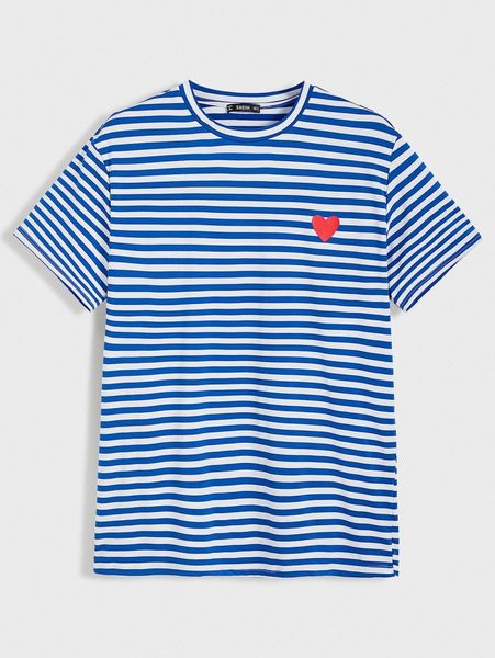 

men heart print striped tee e4hr#, White;black