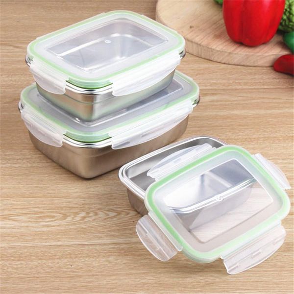 

dinnerware sets creative stainless steel lunchbox kitchen refrigerator sealed preservation box leak proof container bento tableware