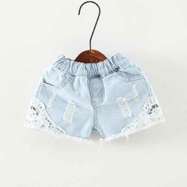 

shorts summer children casual denim lace pants girl clothes kids, Black