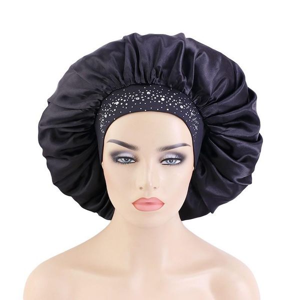 

beanie/skull caps extra large satin silky bonnet sleep cap with premium elastic band for women solid color head wrap brimmed nightcap night, Blue;gray