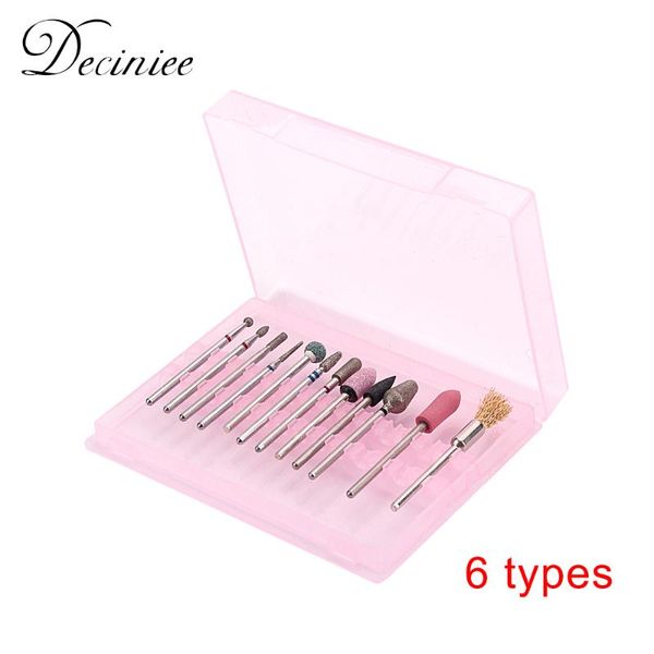 

nail art equipment 6 types 12pcs emery grinding head manicure pedicure rotary drill bit electric accessory tools files, Silver