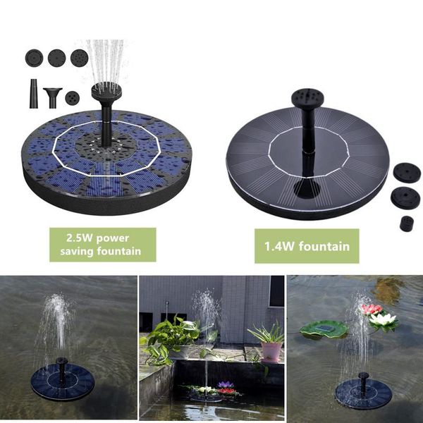 

1.4/2.5w round solar fountain floating water pump for bird bath garden decoration powered waterfalls pool pond decorations