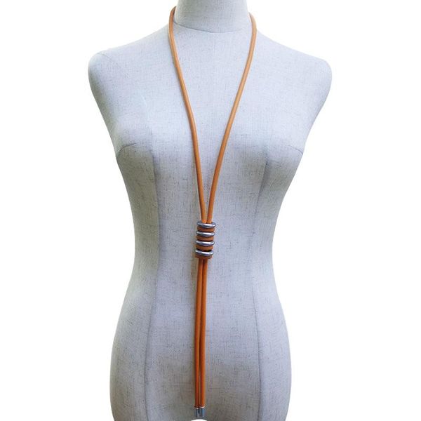 

pendant necklaces yd&ydbz multi color leather rope statement necklace for women simple metal matching long jewelry party bar accesories, Silver