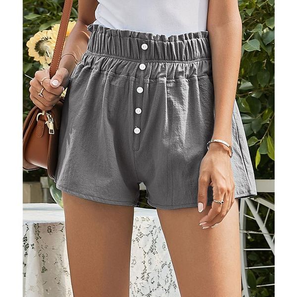 

women's shorts summer woman button a-line wide leg short women casual pants fashion elegant office soild for ladies, White;black