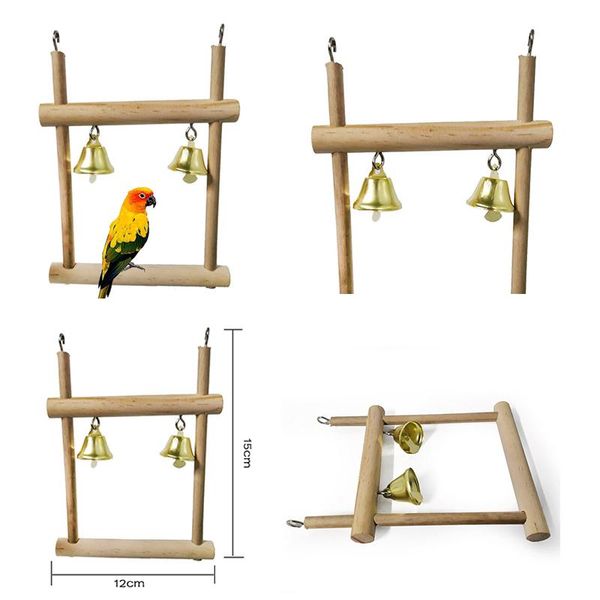 

other bird supplies parrot toy durable cage chew pet primary color solid wood stand playground swing with bell