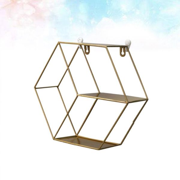 

hexagon design room decoration wall rack storage for use (golden) other home decor