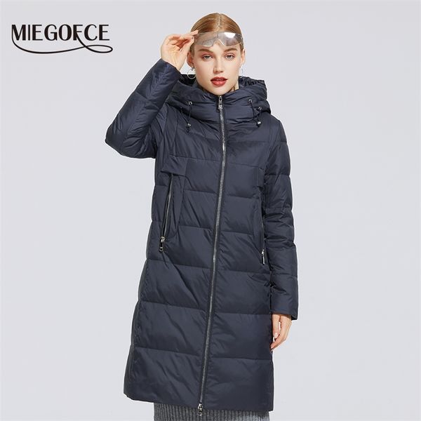 

miegofce women's winter cotton collection windproof jacket with stand-up collar fabric and waterproof women parka coat 210923, Black