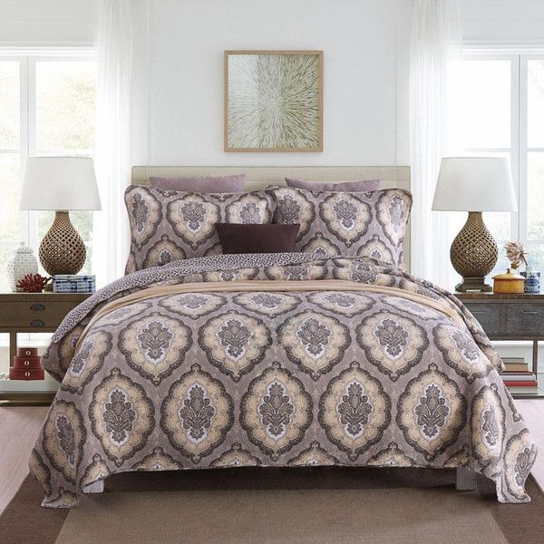 

comforters & sets chausub vintage printed bedspread quilt set 3pcs washed cotton quilts quilted bed cover shams king queen size coverlet