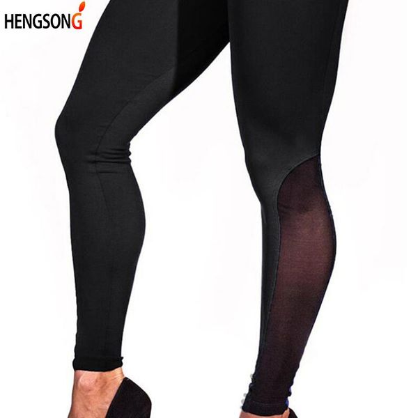 

women's leggings mesh patchwork women summer fitness pants ankle length trouser sportswear 2021, Black