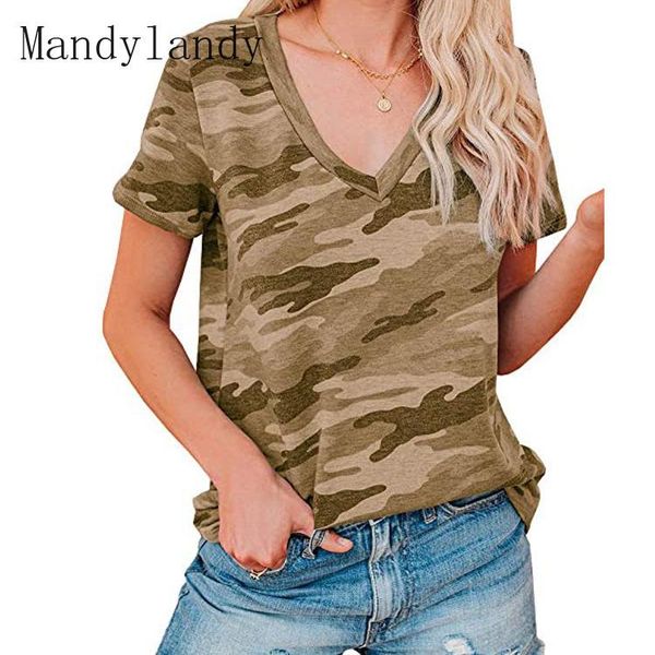 

women's t-shirt mandylandy casual short sleeve v-neck pullover summer fashion leopard print printed loose, White