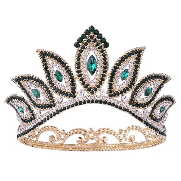 

2021 vintage baroque bridal tiaras accessories gold/silver colorful crystals princess headwear stunning wedding tiaras and crowns12145, Slivery;golden