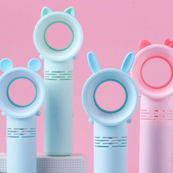 

electric fans j0pe mini usb charging handheld bladeless fan cute cartoon air conditioning blower for home office use