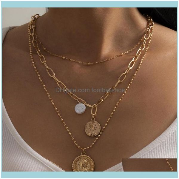 

necklaces & pendants jewelrysimple baroque figure relief necklace womens shaped imitation pearl round bead chain neck chains drop delivery 2, Silver