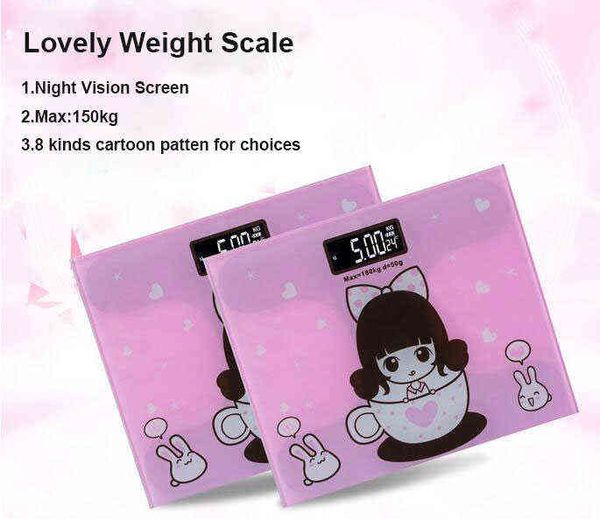 7 Arten Cartoon Mini Digitale Körperwaage Tragbare Körpergesundheit Gewichtsmessung Elektronische Waage mit LCD-Display 150 kg Waage S2 H1229