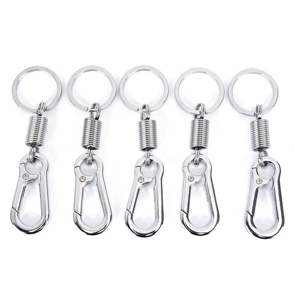 

s stainless steel gourd buckle carabiner keychain waist belt clip anti-lost buckle hanging retractable keyring, Silver
