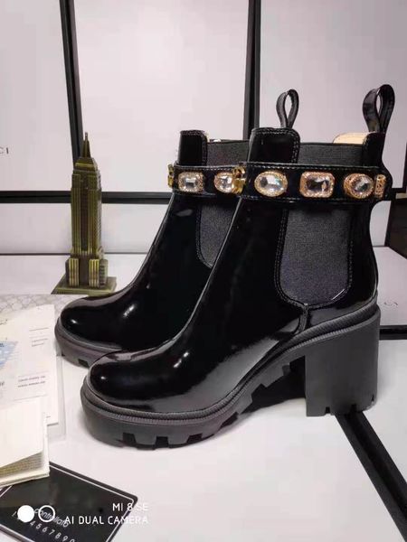 Martin-Stiefel mit hohem Absatz, Luxus-Designer-Damen-Wüstenstiefel mit dicken Sohlen, Herbst und Winter, 100 % Leder, lässige Schnürsenkel, Boxgröße 35–42