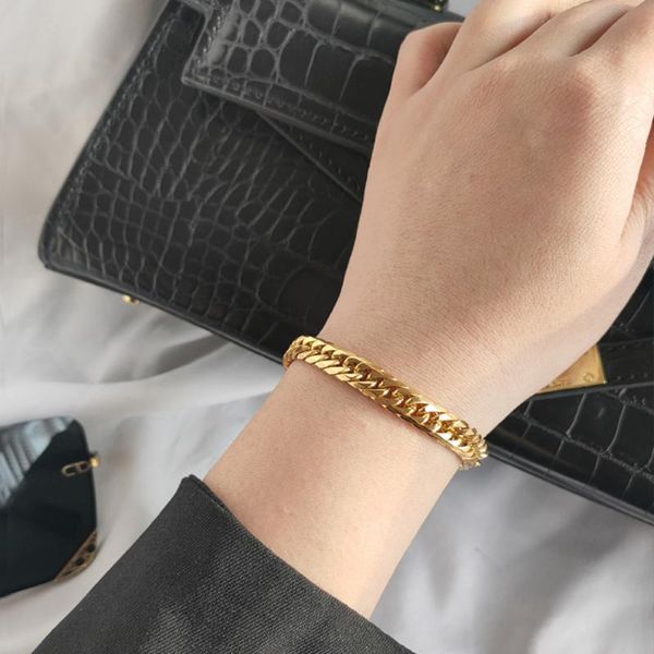 

link, chain titanium stee 7mm width safety buckle woven bracelet round men women hand jewelry wholesale drop, Black