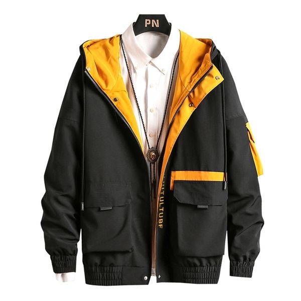 Куртки мужчины мода хип-хоп Windbreaker Coats повседневная куртка грузовые бомбардировщики университетская уличная одежда оптом 211214