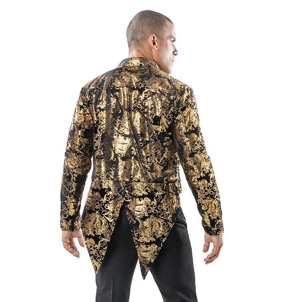 

men's suits & blazers fashion flower gold stamp men dress coat costume slim fit back center slit nightclub tuxedo stage host singer, White;black