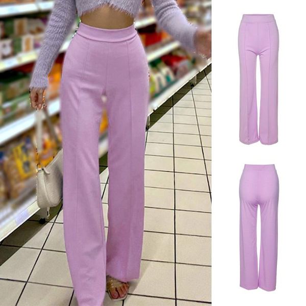 

pure color simple high waist straight leg pants women casual street elegant office ladies stretch trousers women's & capris, Black;white