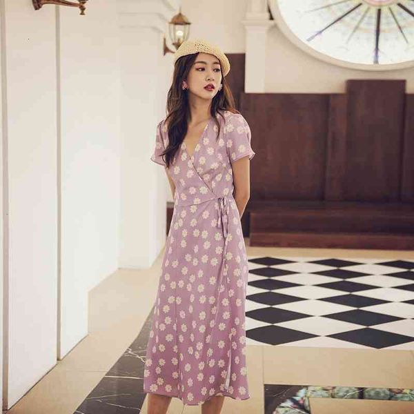 

casual dresses floral printed robe summer short sleeve v neck party purple romantic long beach boho vintage vbtc, Black;gray