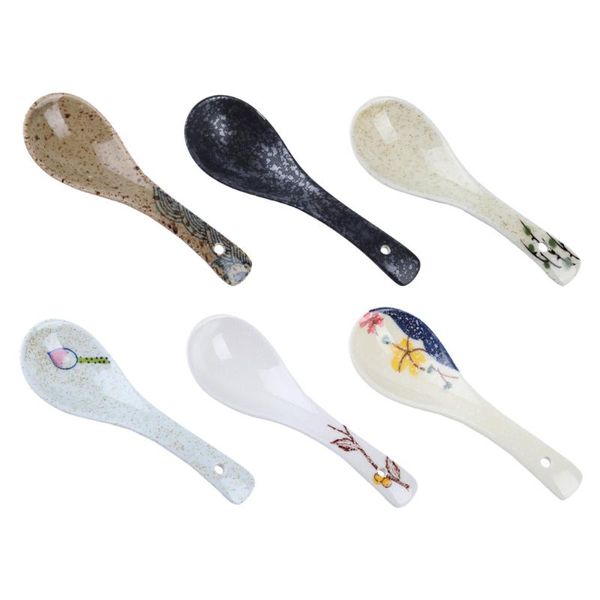

spoons 6pcs japanese style ceramic soup rice (assorted color)
