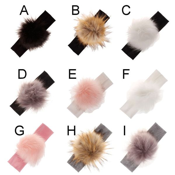 

headband cute newborn infant baby girl headbands toddler kids party hairband p props fur pom solid headwear headwrap baby accessories, Slivery;white