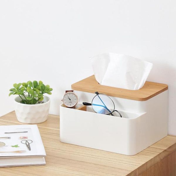 

tissue boxes & napkins creaive removable bamboo wood cover plastic box storage organizer fashion case for home decoration
