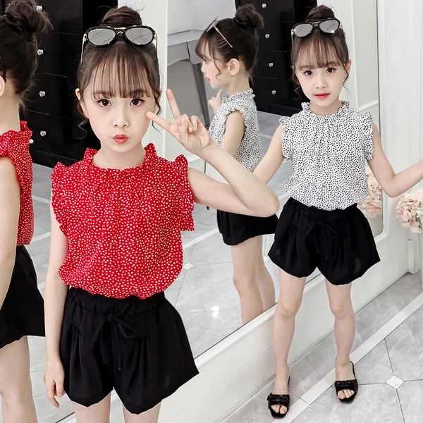 

clothing sets baby girls summer fashion sleeveless & shorts kids clothes suits 4 5 6 7 8 9 10 11 12 years children outfits, White