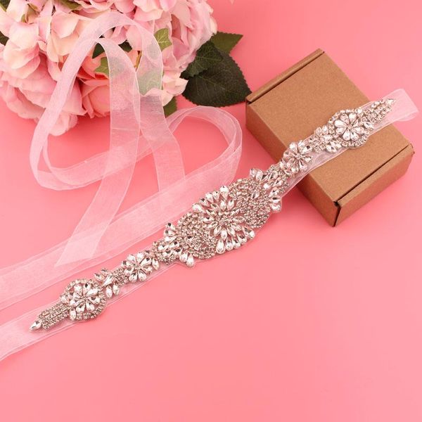 

wedding sashes rhinestones bridal belt diamond dress crystal satin sash for, White