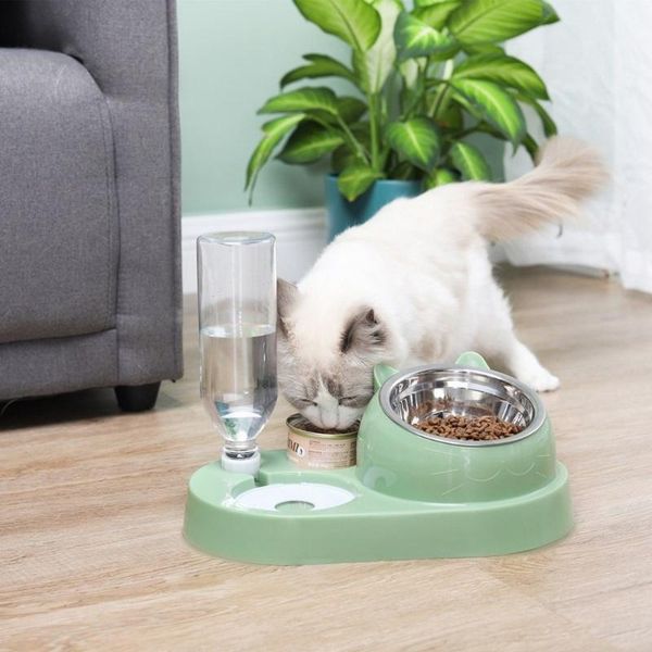 

cat bowls & feeders dog bowl 15 degrees tilt raised design pet food 500ml water bottle protect pet's spine, drink and for