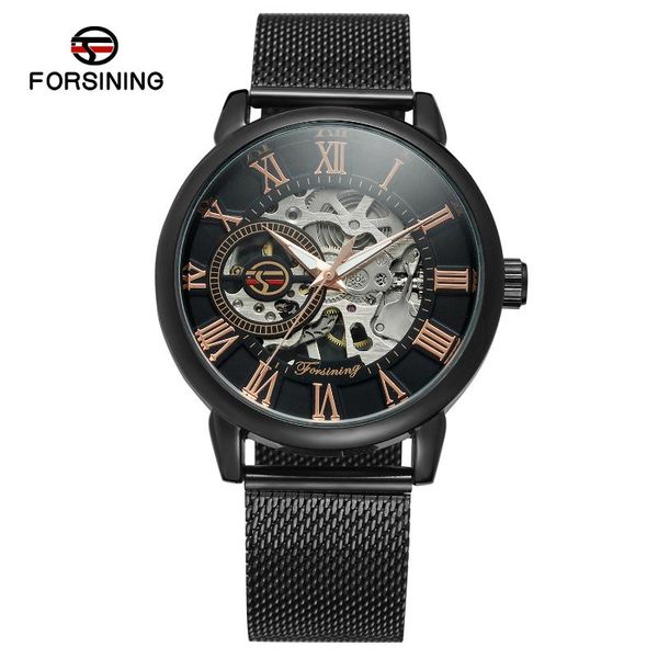 

wristwatches 2021 forsining mechanical men watch, Slivery;brown