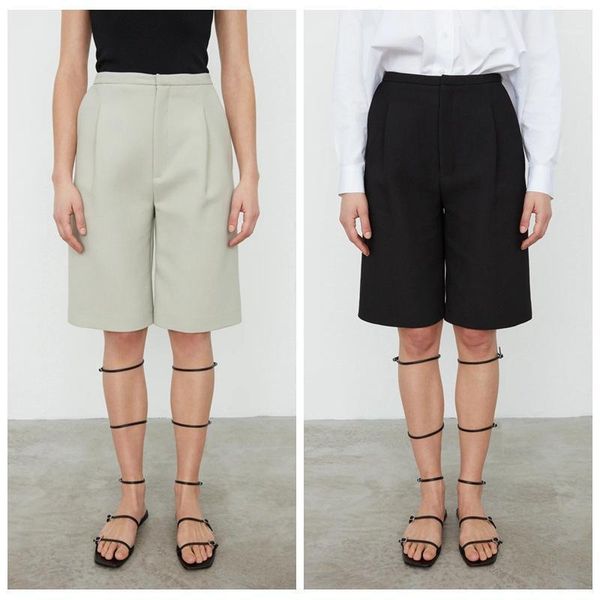 

women's pants & capris 2021 summer womens knee-length casual lady office wear straight short with pockets, Black;white