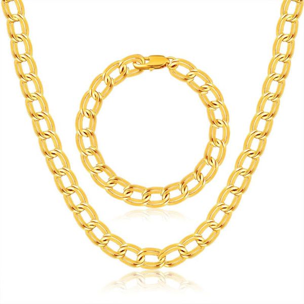 

earrings & necklace jewelry sets for women men gold color link chain bracelets set fashion factory wholesale jewellery, Silver