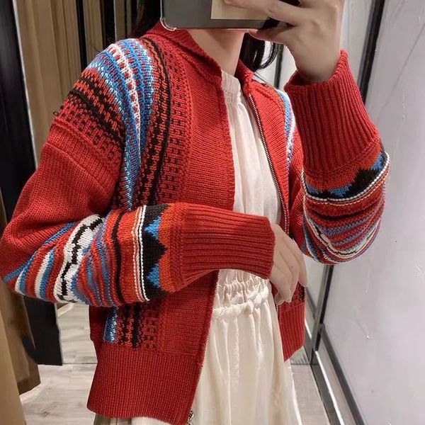 

women's sweaters za cardigan women jacquard argyle sweater woman autumn with cropped zipper female sleeve long vh28, White;black