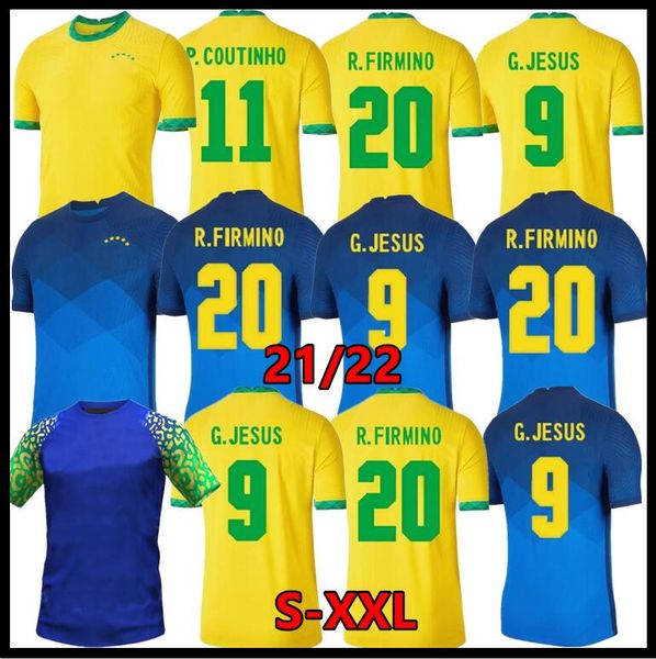 

21 22 brazils richarlison g.jesus soccer jerseys camiseta copa america 2021 2022 coutinho firmino marquinhos casemiro brasil away kids kit f, Black;yellow