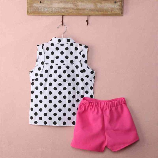 

baby clothing set girl child kid polka dot sleeveless t shirt pink pants shorts 2pcs sets, White