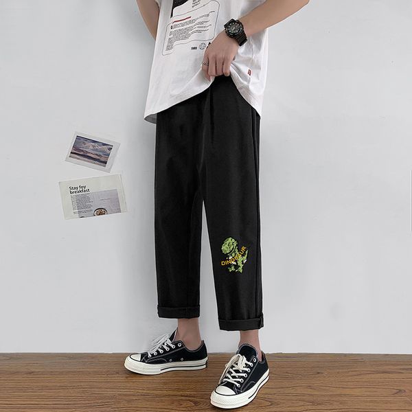 

loose trend men's pants straight casual versatile brand summer capri super fire cec, Black