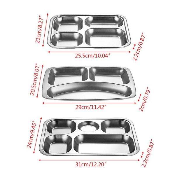 

dinnerware sets durable stainless steel trays divided dinner plate lunch container tray for school canteen 3/4/5 breakfast sturdy