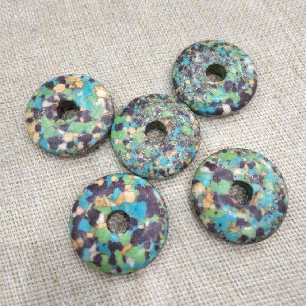 

charms 5pcs nature stable turquoise donut shape men's pendants size 30mm for all fashion jewelry or craft making accessories arriva, Bronze;silver