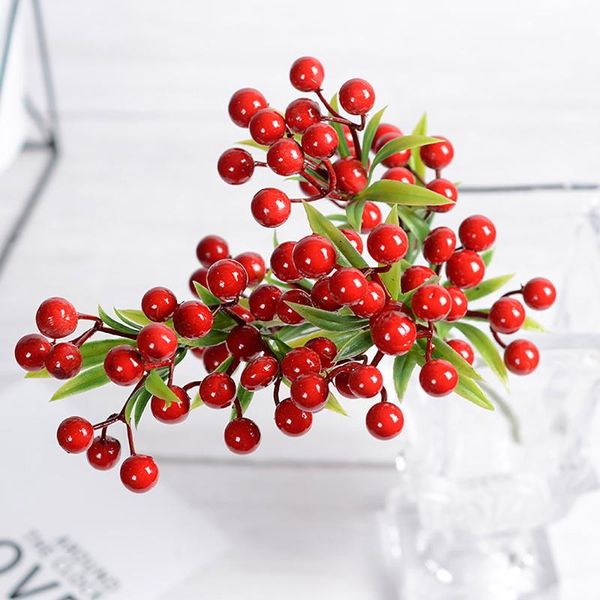 

decorative flowers & wreaths artifical flower artificial plants simulation fruit crafts plastic 2pcs red berries christmas tree decorations