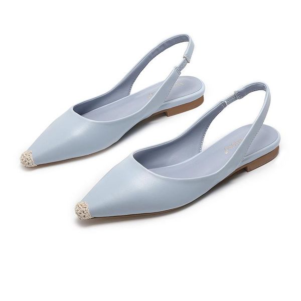 

sandals pointed toe modern women slippers summer beach shoes woman cover sandales flat slip on elastic band sandalias, Black