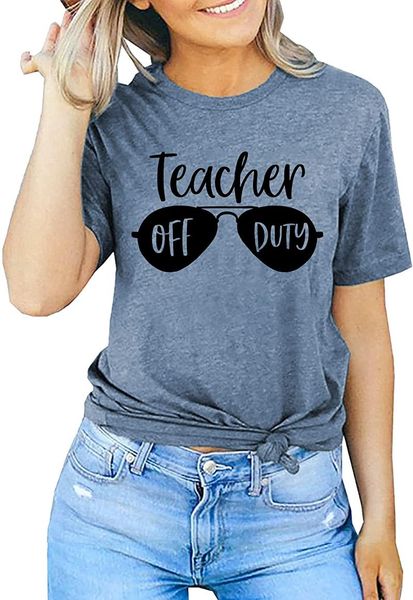 

women's t-shirt t shirt women kawaii teacher off duty summer vacation for gift short sleeve graphic tees, White