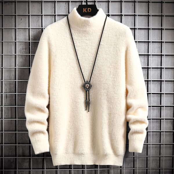 

men's high neck cashmere sweater, classic knitted autumn and winter clothing, direct transportation, White;black