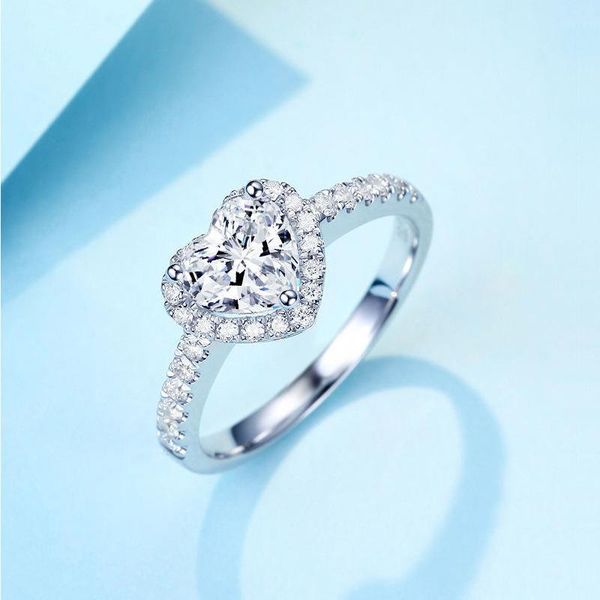 

wedding rings luxury peach heart love crystal diamond ring set accessories jewelry bride for girlfriend and friend, Slivery;golden