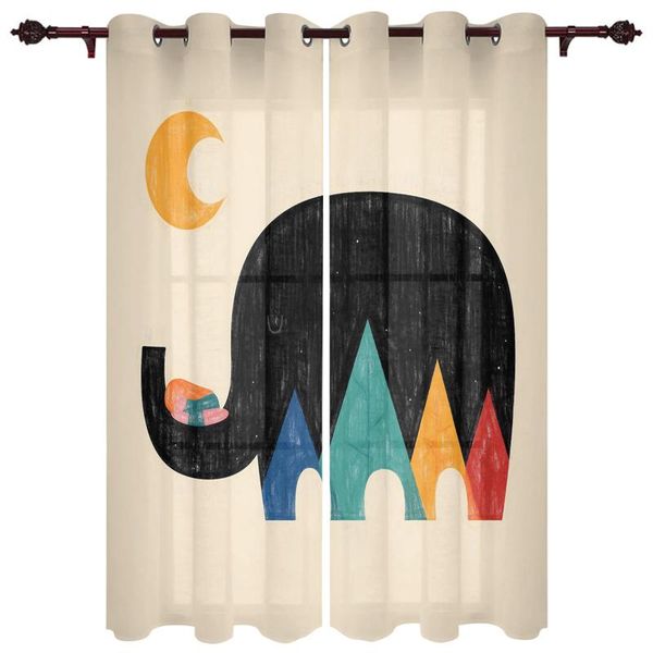 

luxury home window curtains abstract moon elephant pattern living room closet kitchen bedroom exquisite translucent curtain & drapes